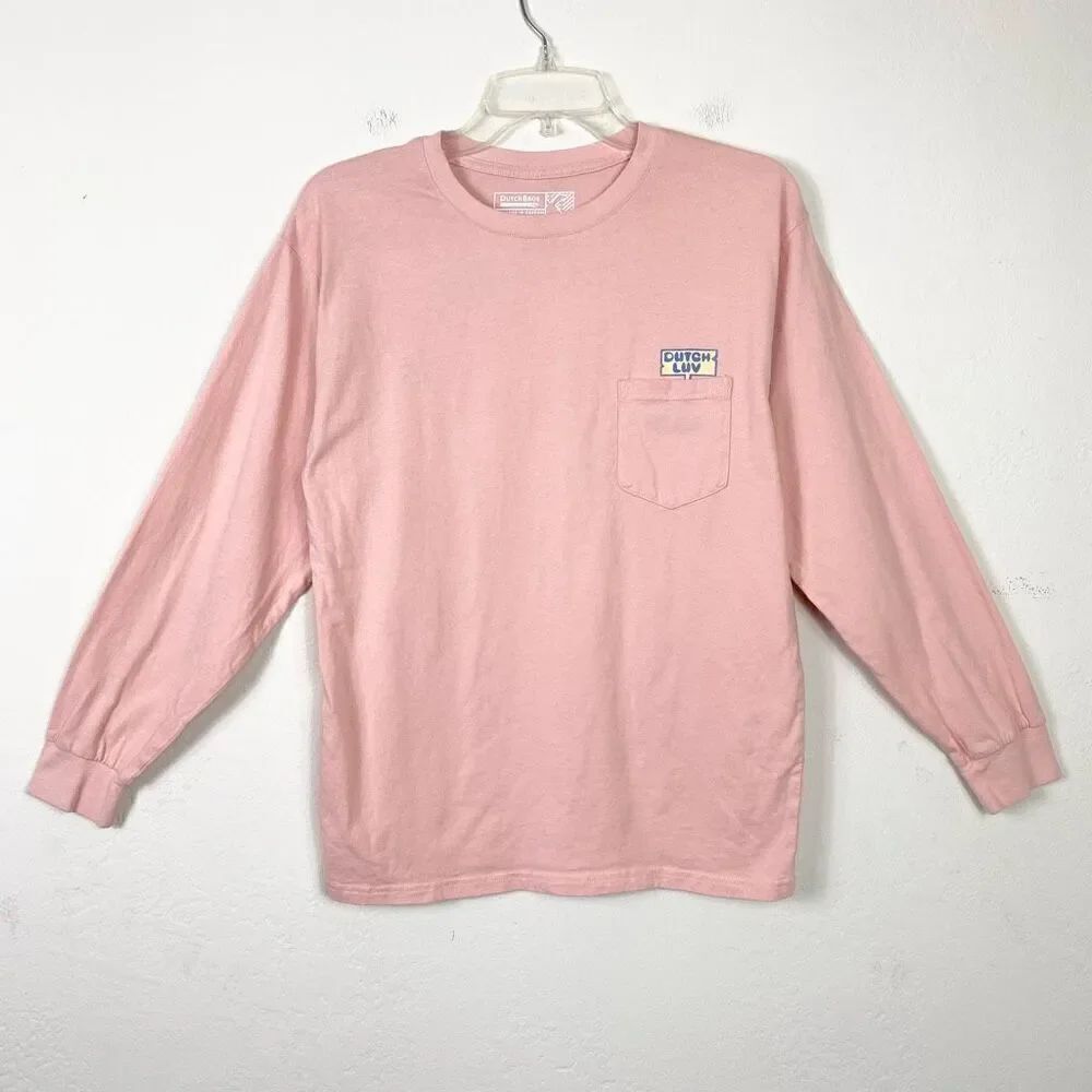 Dutch Bros Coffee Since 1992 Pink Dutch Luv Long Sleeve Graphic Tshirt Size S
